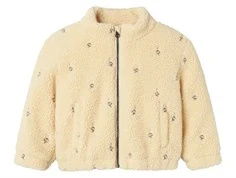 Lil Atelier teddyjakke bleached sand med blomsterbroderi